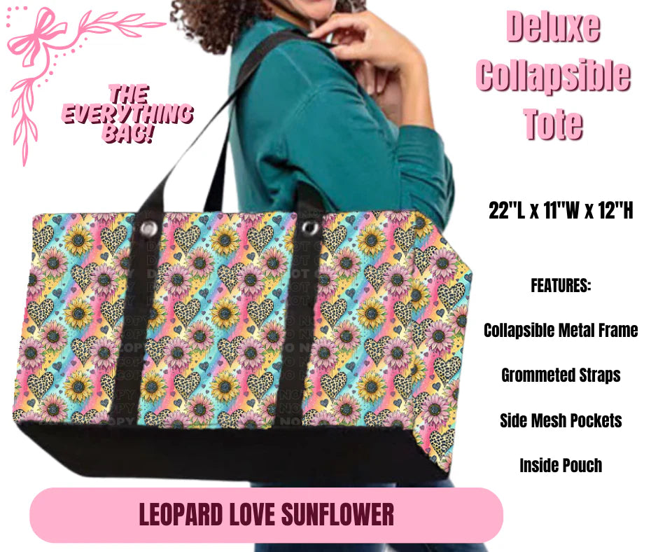 Leopard Love Sunflower Collapsible Tote
