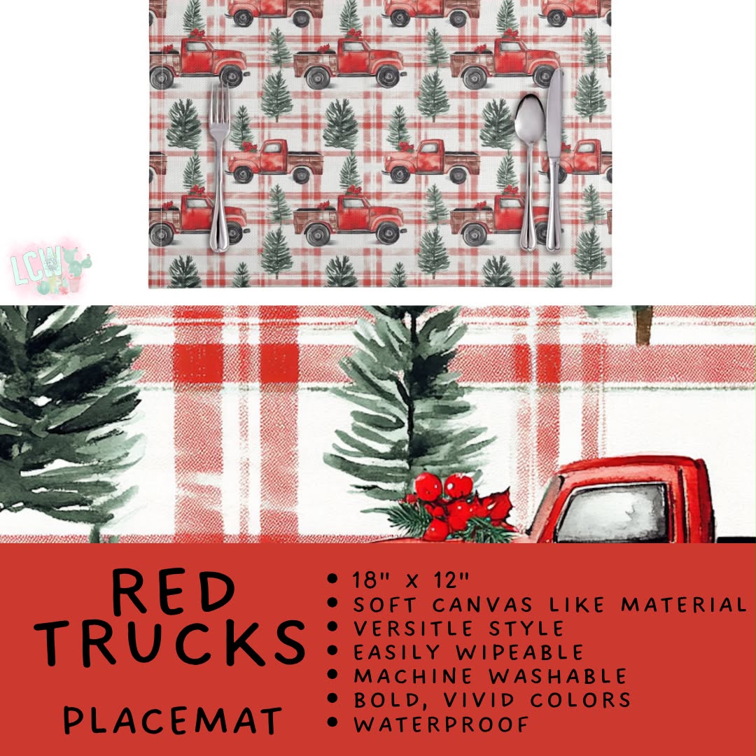 Batch #588 - Table Runners - Closes 9/21 - ETA early/mid Nov - Red Trucks Placemat
