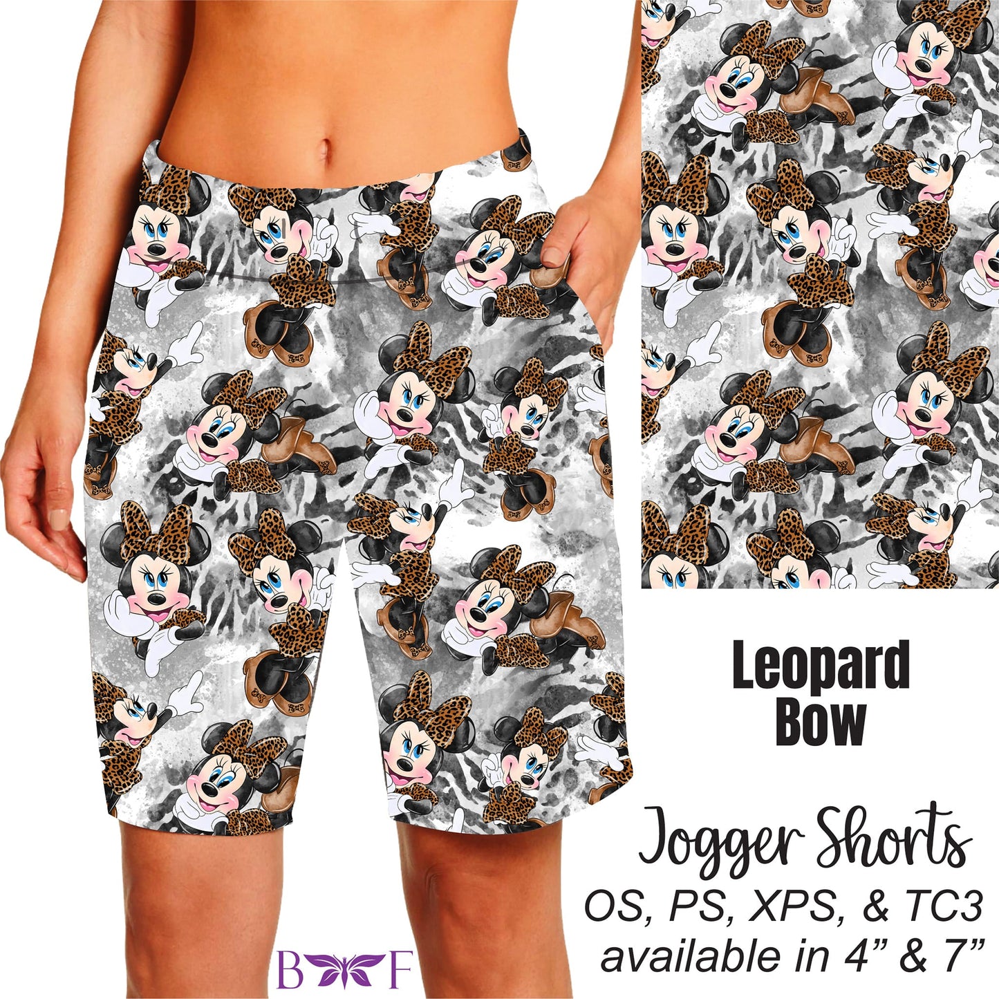 Leopard Bow leggings, capris, and skort with pockets