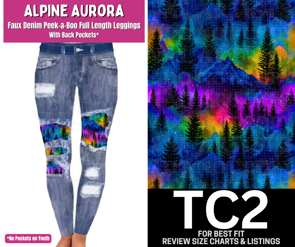 Alpine Aurora Faux Denim Full Length Peekaboo Leggings