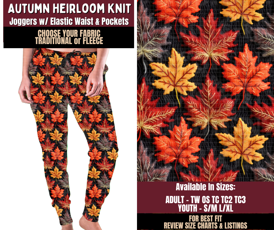 Preorder! Closes 7/22. ETA Oct. Autumn Heirloom Knit Joggers Choose Fleece or Traditional