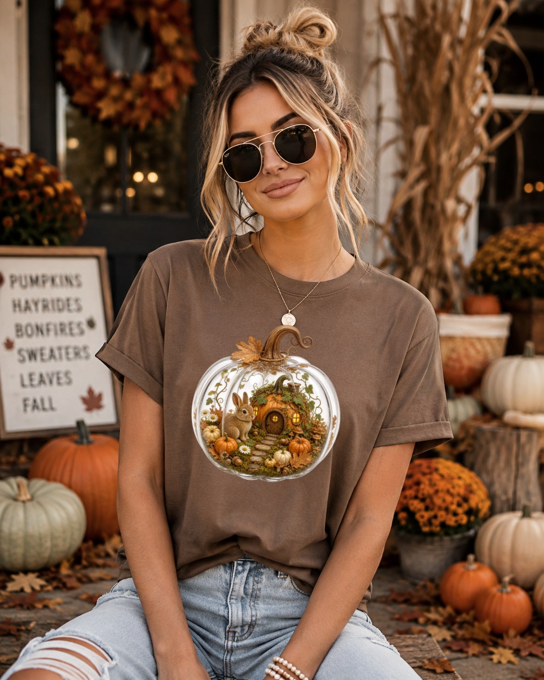 Cozy Pumpkin Bunny Tshirt