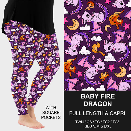B310 - Preorder Baby Fire Dragon Leggings w/ Pockets (Closes 8/30. ETA: late Oct.)