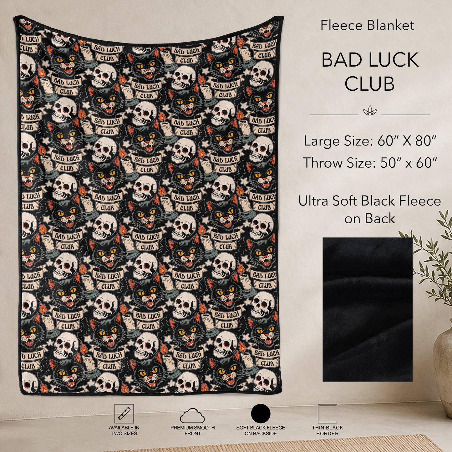 B304 - Pre-Order Bad Luck Club Fleece Blanket (Closes 7/31. ETA: early Oct)