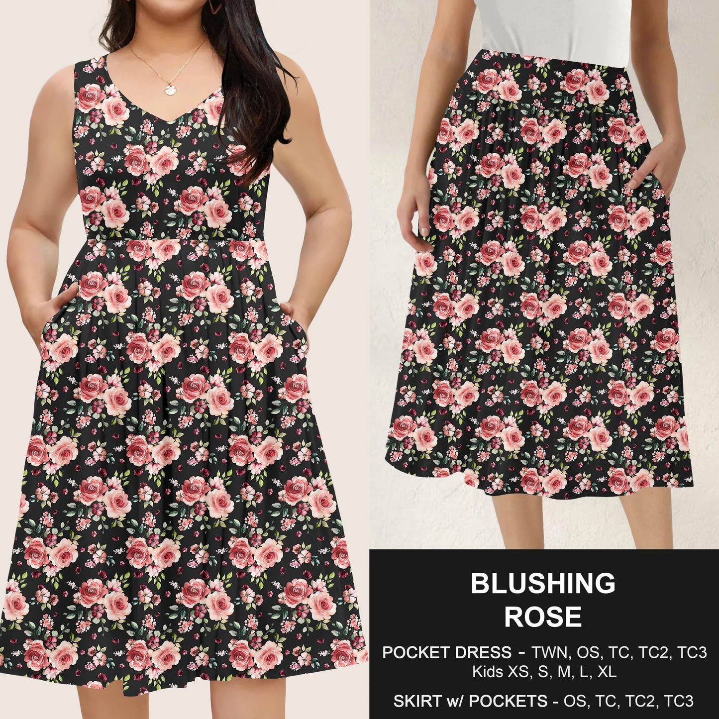 B285 - Preorder Blushing Rose Dress/Skirt with Pockets (Closes 4/15. ETA: mid June)