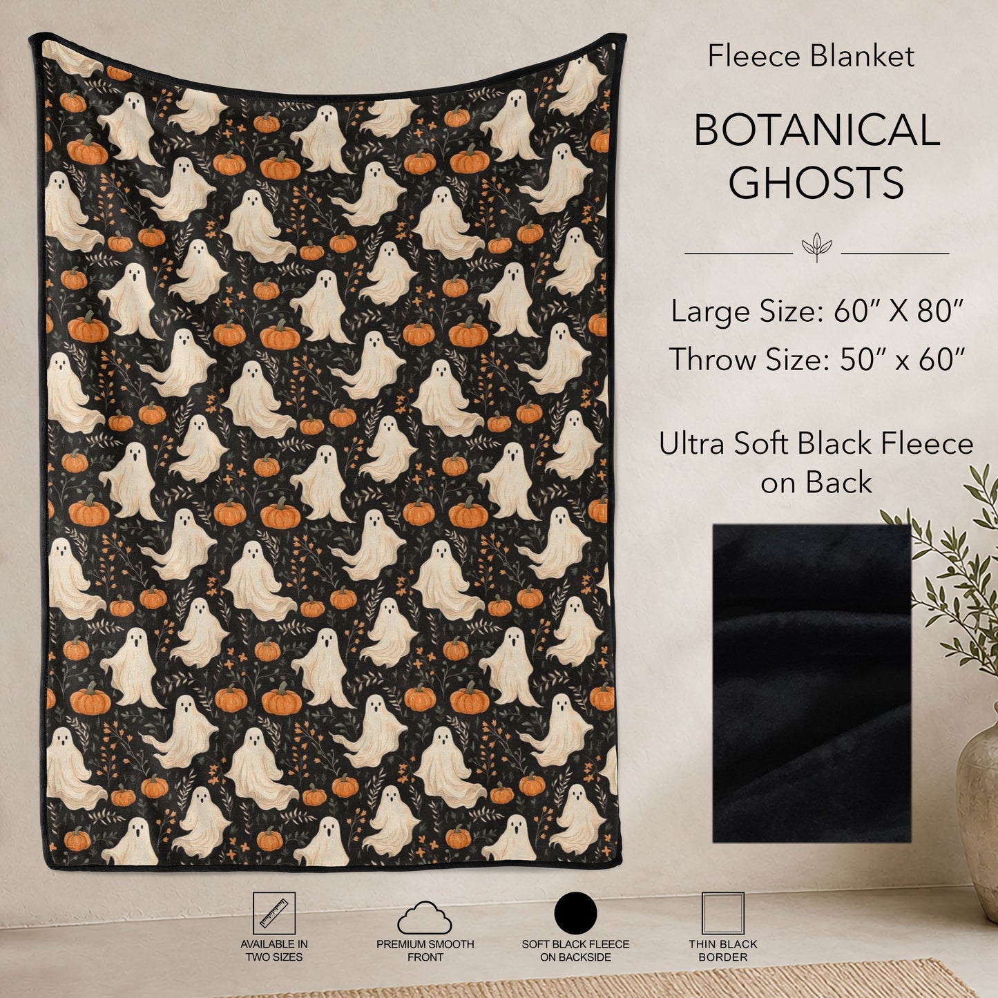 B304 - Pre-Order Botanical Ghosts Fleece Blanket (Closes 7/31. ETA: early Oct)