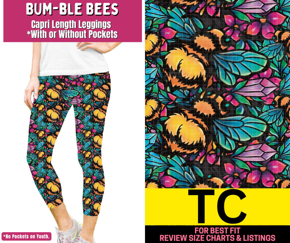 Bum-ble Bees Capri Length Leggings w/ Pockets