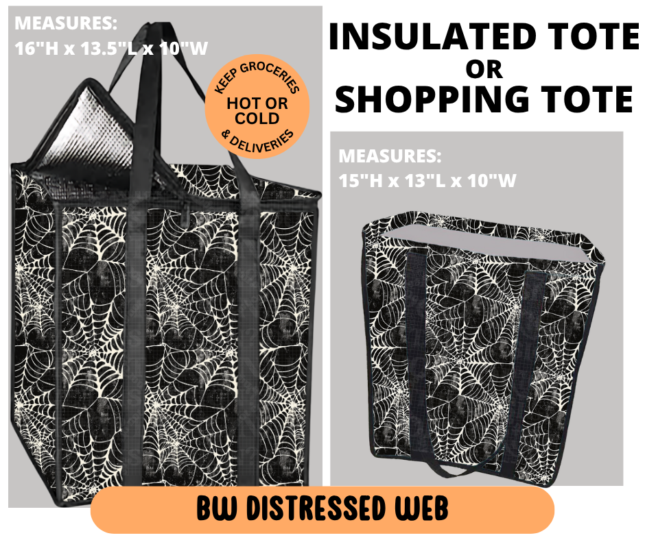 Preorder! Closes 6/29. ETA Sept. BW Distressed Web Shopping & Insulated Tote