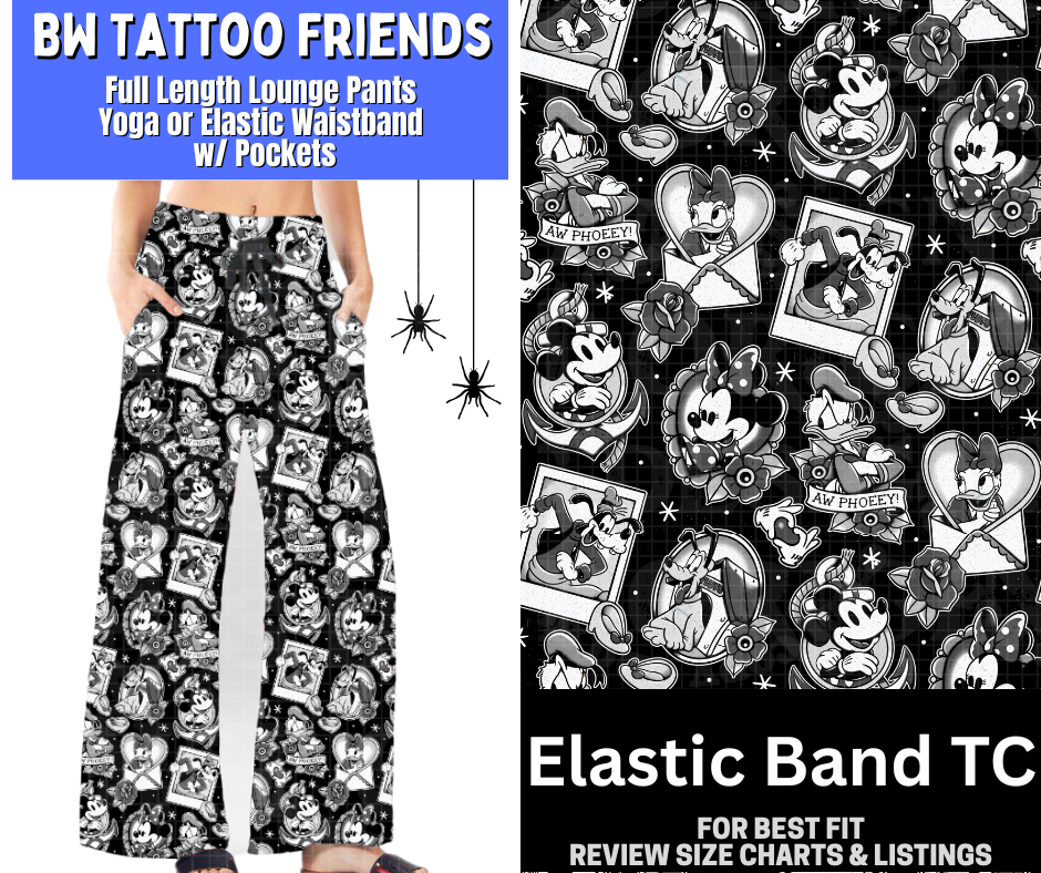 BW Tattoo Friends Full Length Lounge Pants