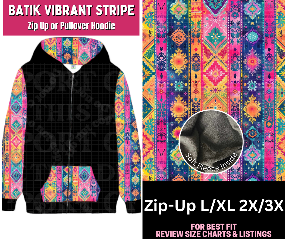Batik Vibrant Stripe Zip-Up Hoodie