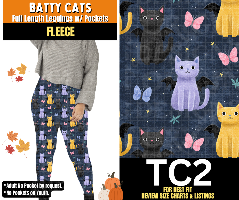 Batty Cats Fleece Full Length Leggings