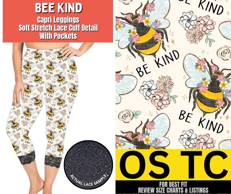Bee Kind Lace Cuff Capris w/ Pockets