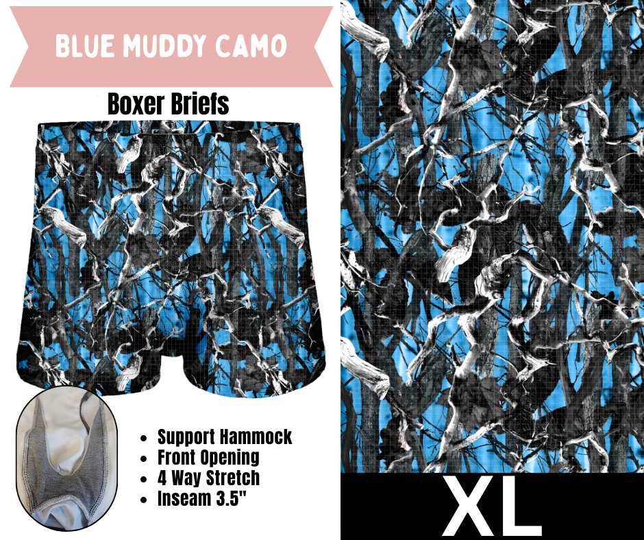 Blue Muddy Camo Boxer Briefs