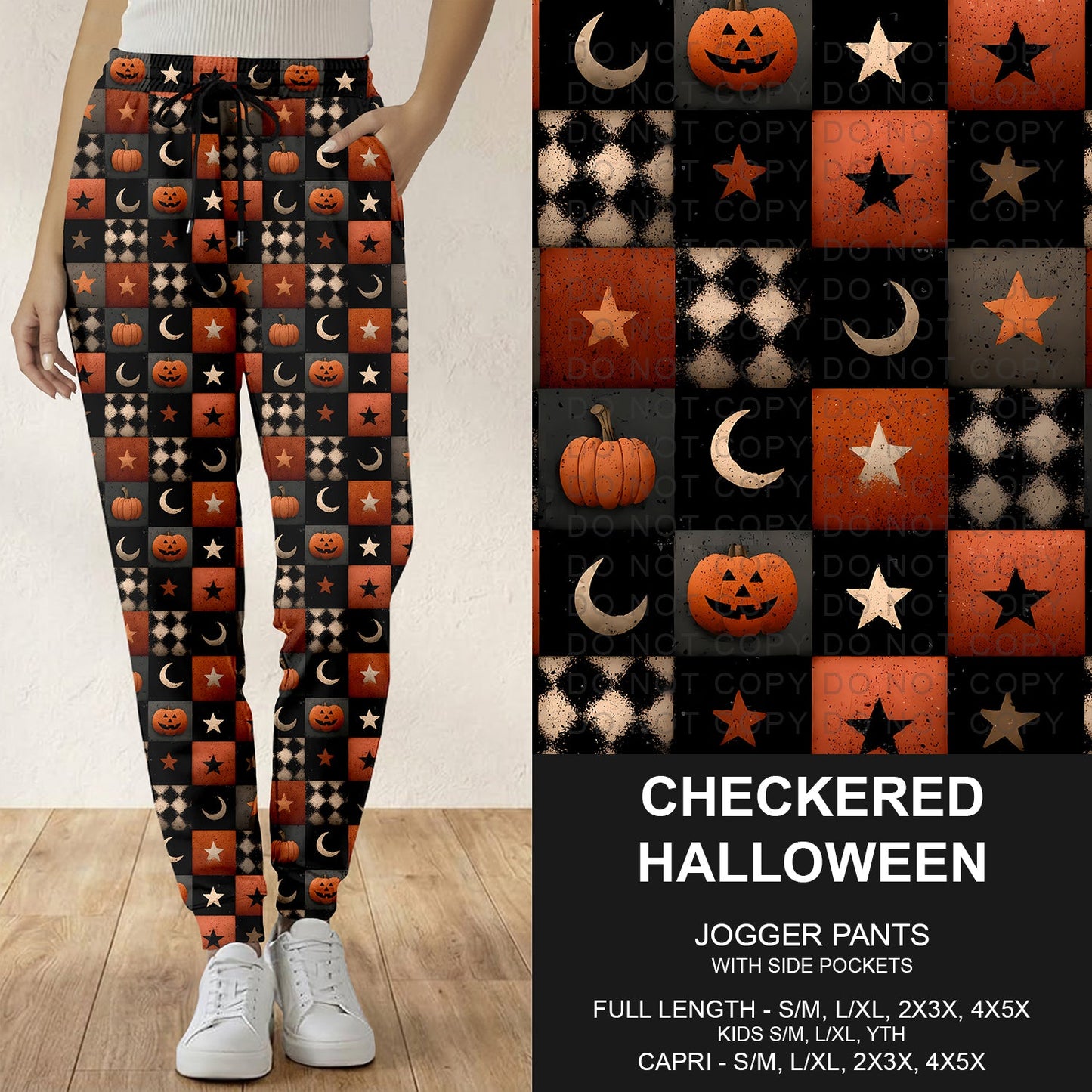 B299 - Preorder Checkered Halloween Joggers (Closes 7/12. ETA: mid Sept.)