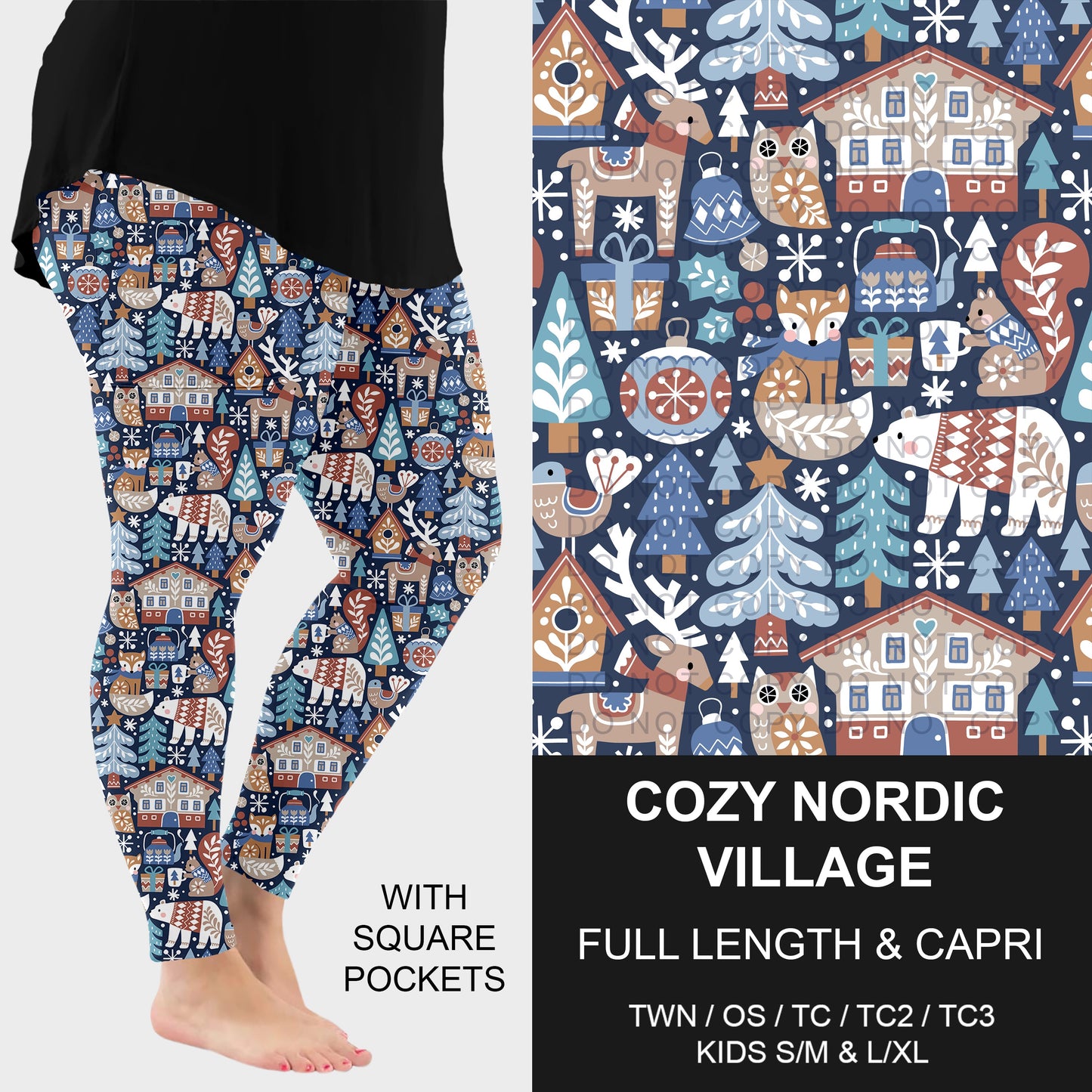 B312 - Preorder Cozy Nordic Village Leggings w/ Pockets (Closes 9/13. ETA: mid Nov.)