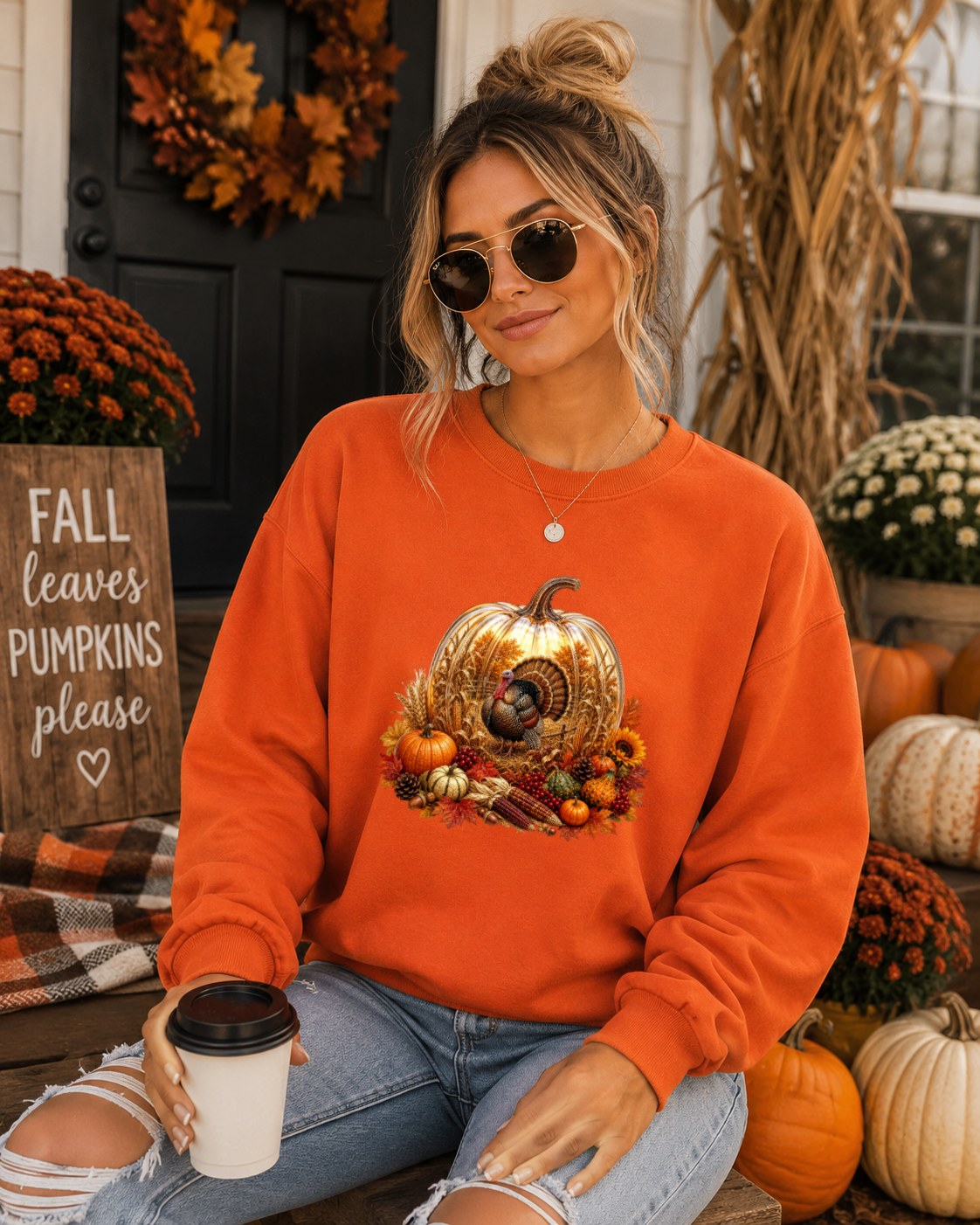 Cozy Pumpkin Turkey Sweatshirt
