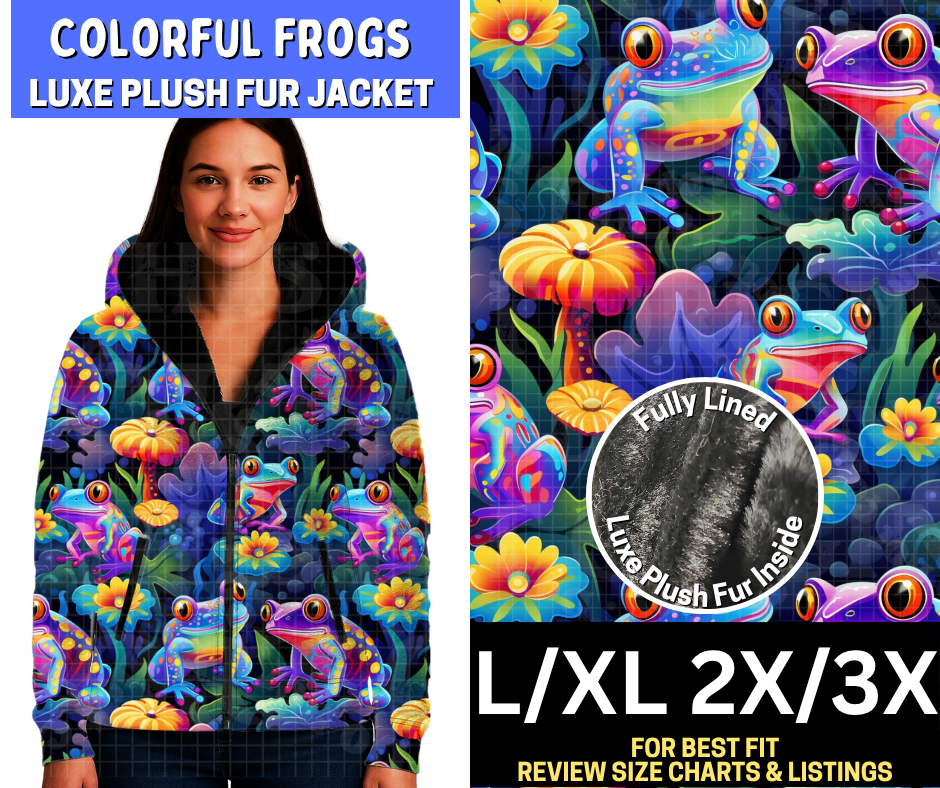 Colorful Frogs Luxe Fur Jacket