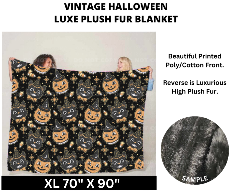 Vintage Halloween Luxe Plush Fur Blanket