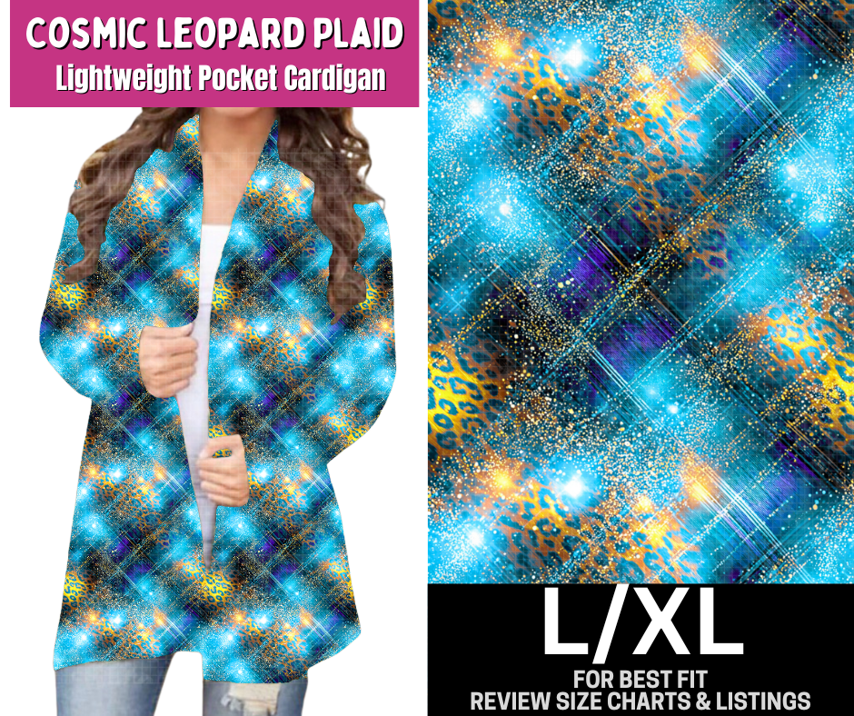 Cosmic Leopard Plaid Pocket Cardigan