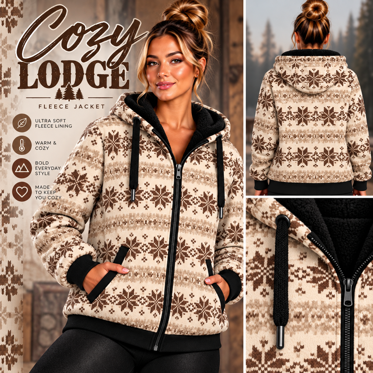 Cozy Lodge-FLEECE LINED HOODED JACKET-PREORDER CLOSING 11/9