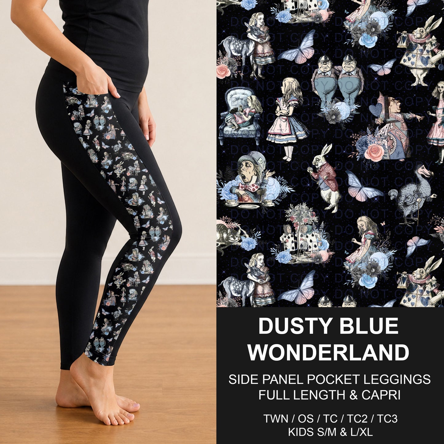 B317 - Preorder Dusty Blue Wonderland Side Panel Pocket Leggings (Closes 10/18. ETA: late Dec.)