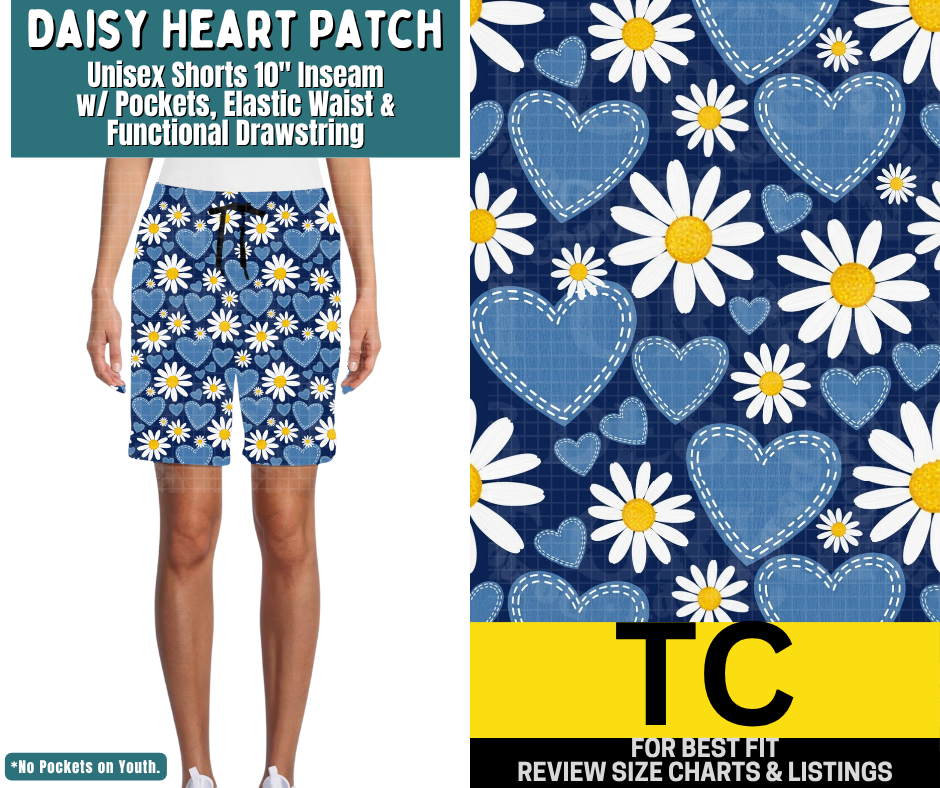 Daisy Heart Patch Unisex Shorts