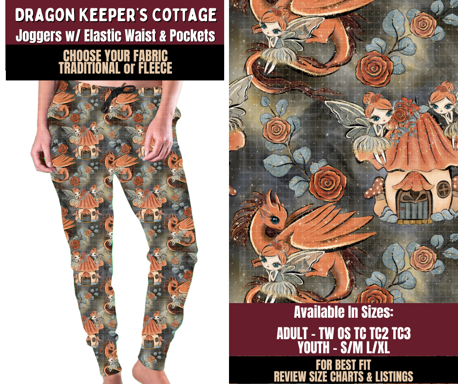 Preorder! Closes 7/22. ETA Oct. Dragon Keeper's Cottage Joggers Choose Fleece or Traditional