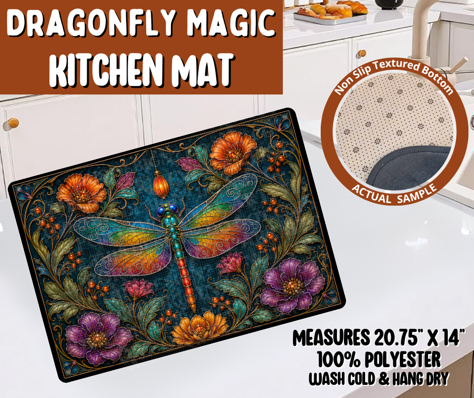 Preorder! Closes 10/19. ETA Jan. Dragonfly Magic Kitchen Mat