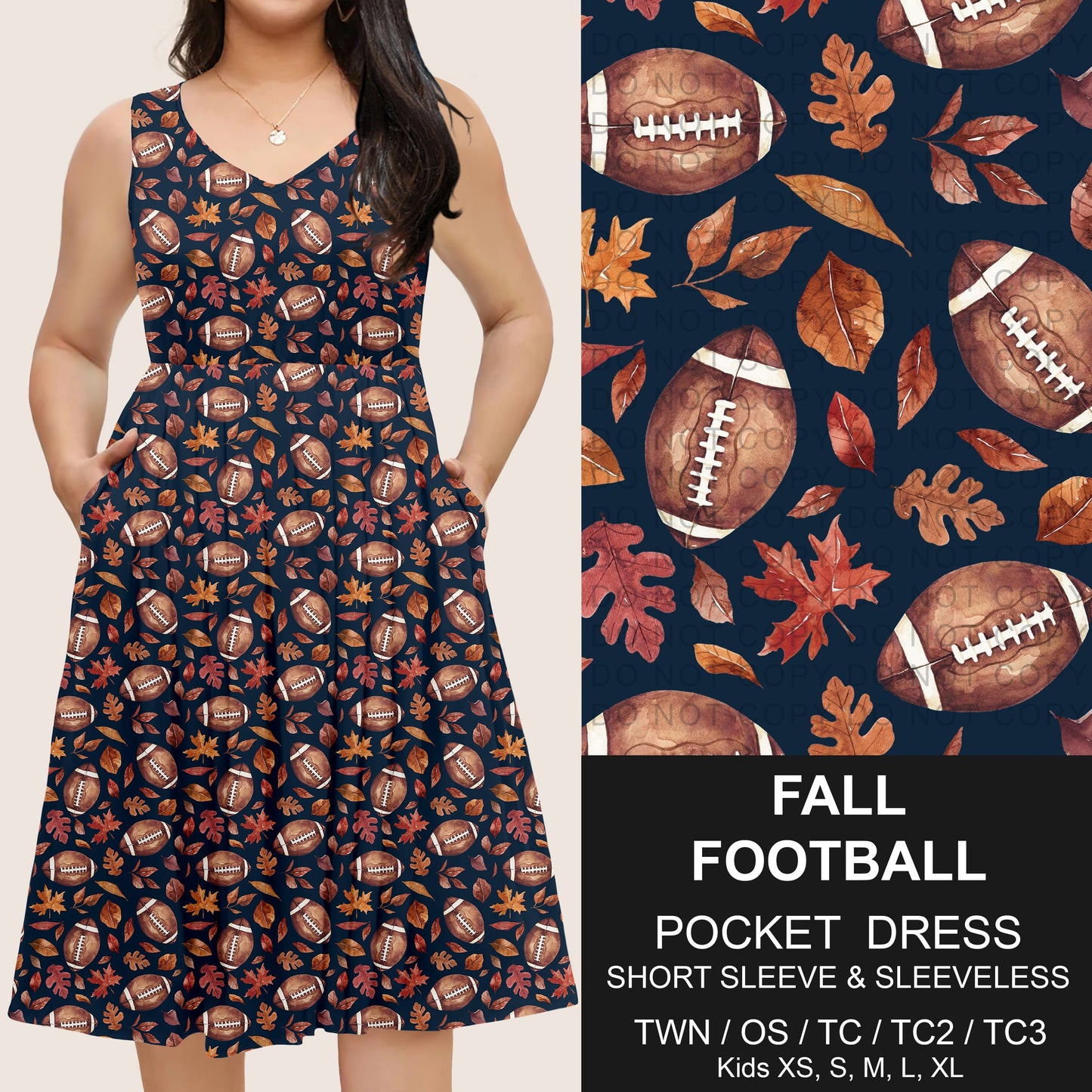 B302 - Preorder Fall Football Pocket Dress (Closes 7/24. ETA: early Oct)