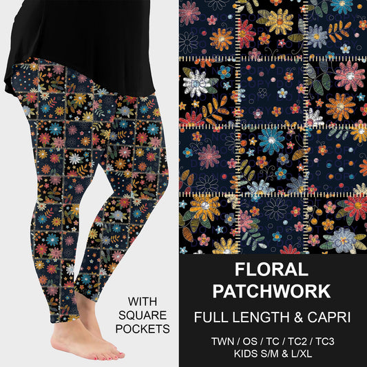 B286 - Preorder Floral Patchwork Leggings w/ Pockets (Closes 4/19. ETA: late June)