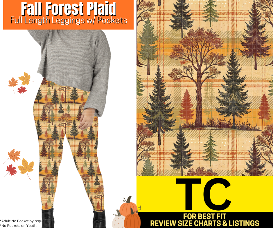 Fall Forest Plaid Full Length Leggings w/ Pockets