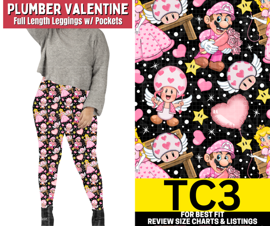 Plumber Valentine Full Length Leggings w/ Pockets