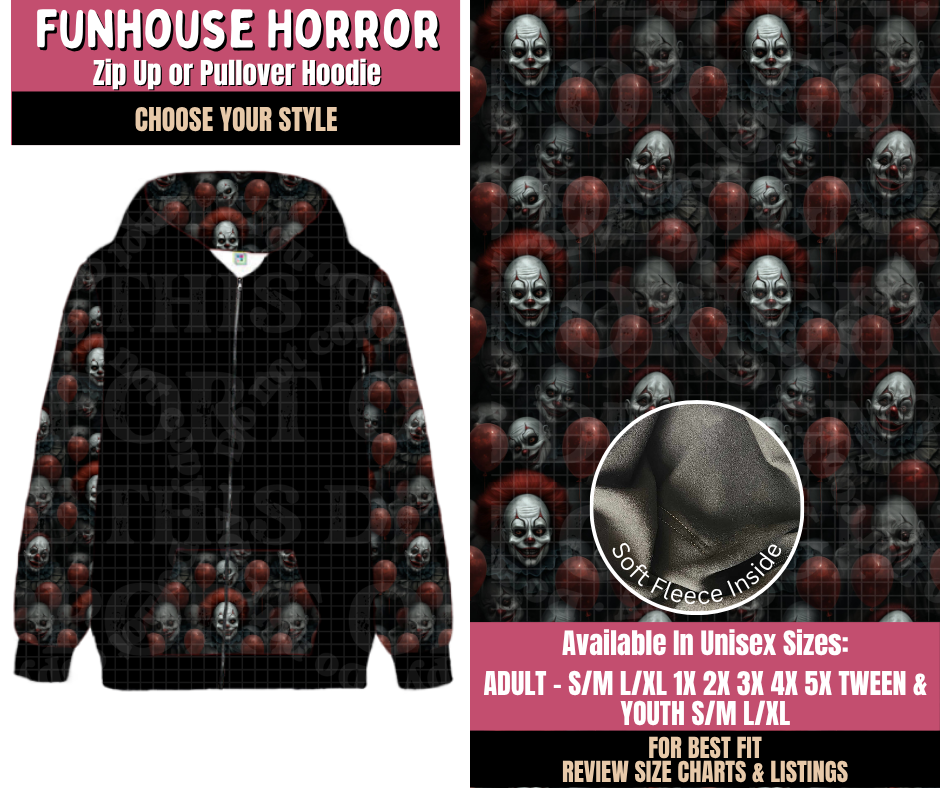 Preorder! Closes 10/1. ETA Dec. Funhouse Horror Lounge Pants Choose Fleece or Traditional