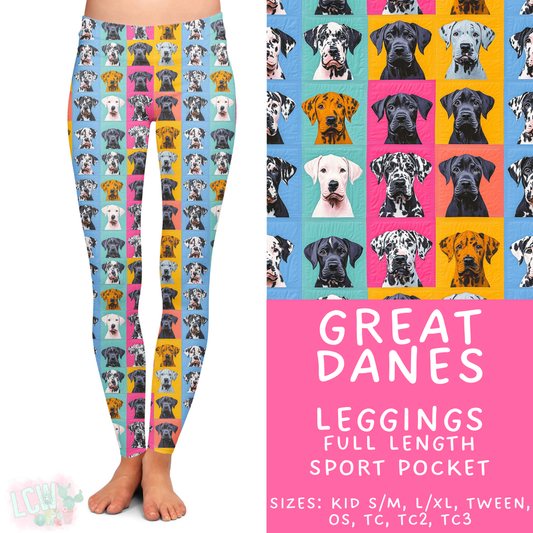 Ready to Ship Great Danes Full Length Leggings - Sport Pocket TC