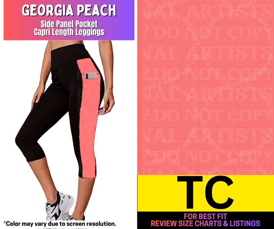 Georgia Peach Side Panel Pocket Capri Length Leggings