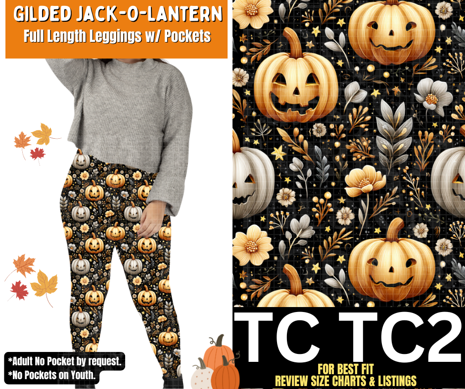 Gilded Jack-O-Lantern Full Length Leggings w/ Pockets