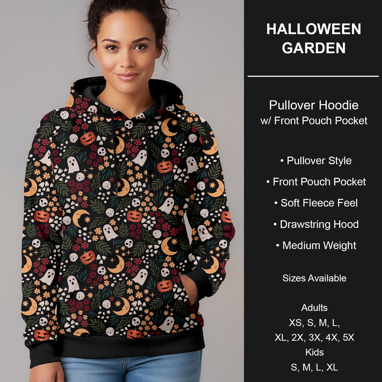 B299 - Preorder Halloween Garden Pullover Hoodie (Closes 7/12. ETA mid Sept.)