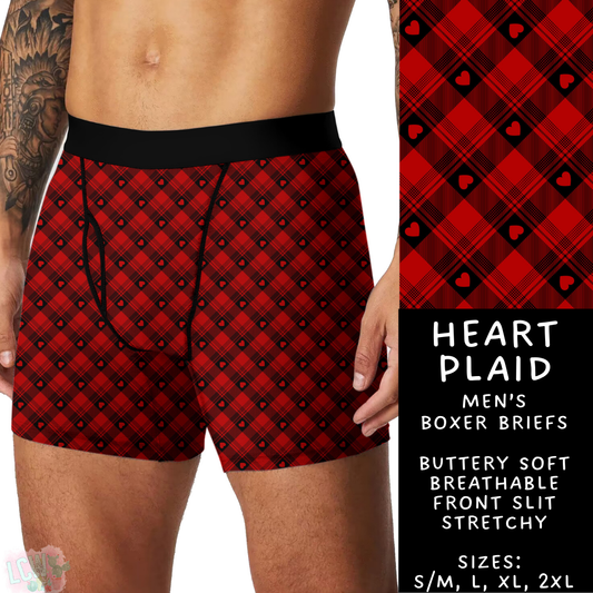 Batch #612 - Valentine's Matching Underwear - Closes 11/11 - ETA mid Jan - Heart Plaid Men's Boxer Briefs
