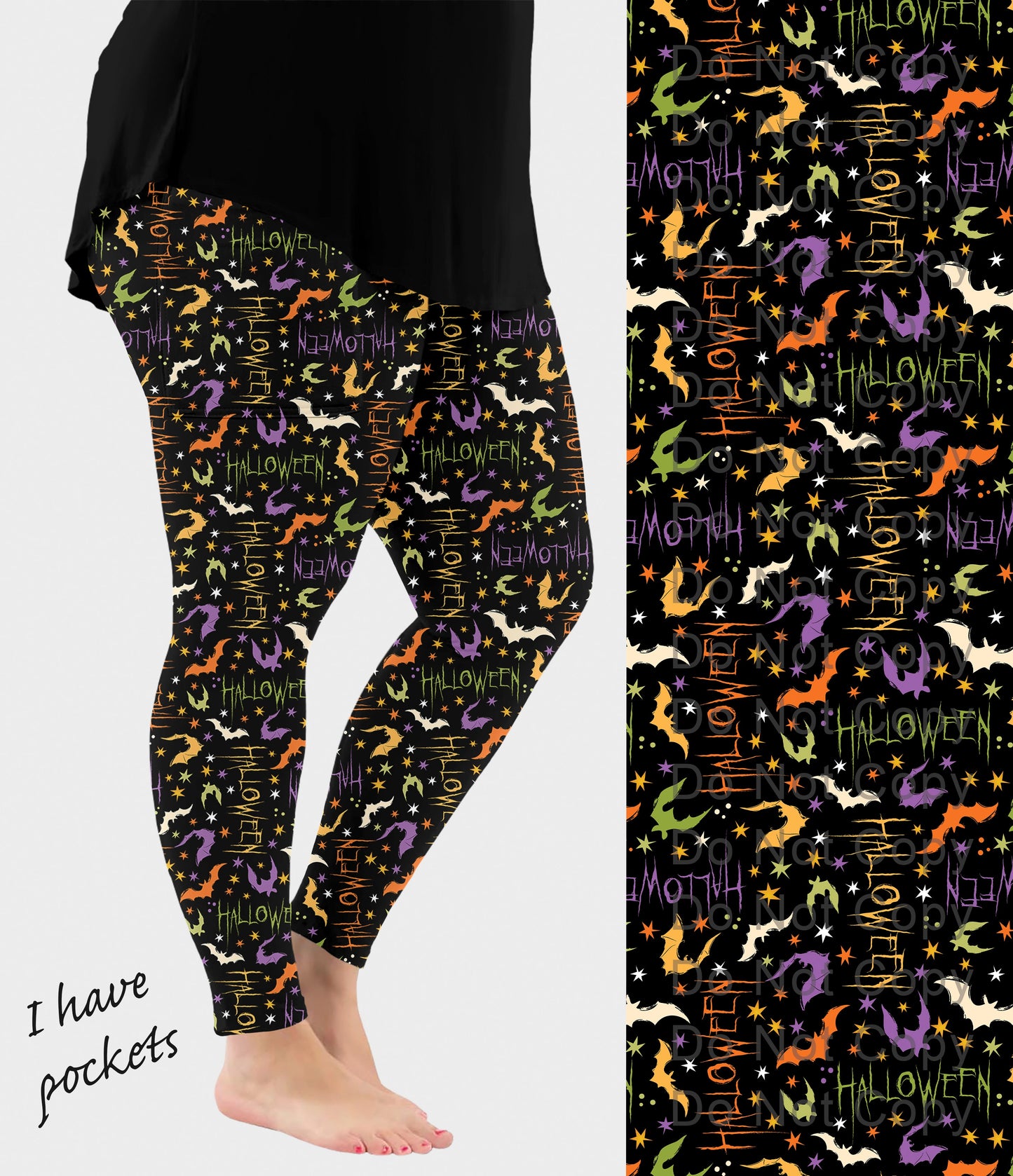 RTS - Halloween Bats Leggings with Pockets