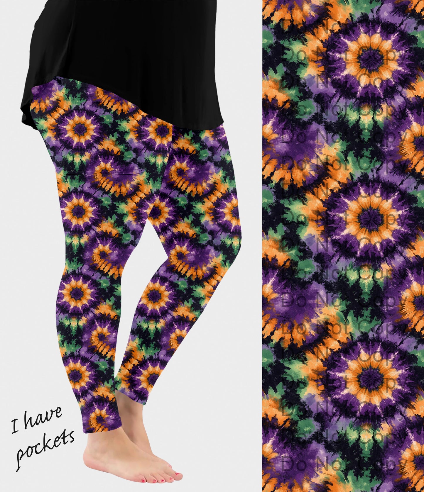 RTS - Halloween Tie Dye Leggings with Pockets