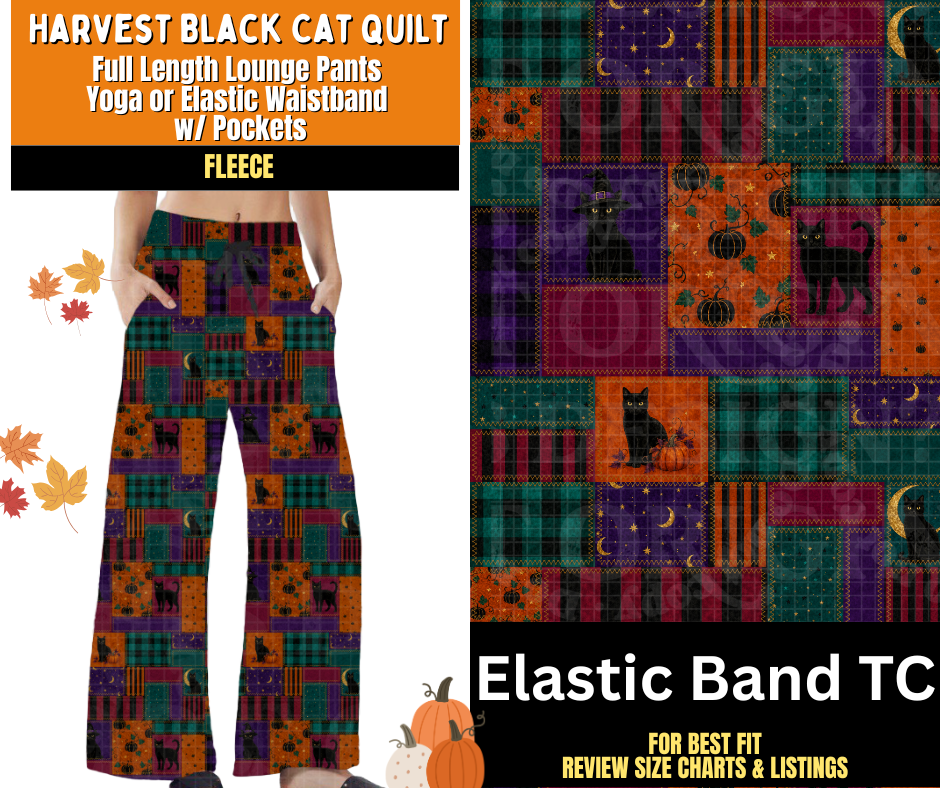 Harvest Black Cat Quilt Lounge Pants Fleece