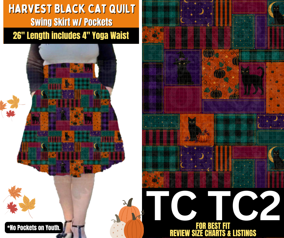 Harvest Black Cat Quilt Swing Skirt