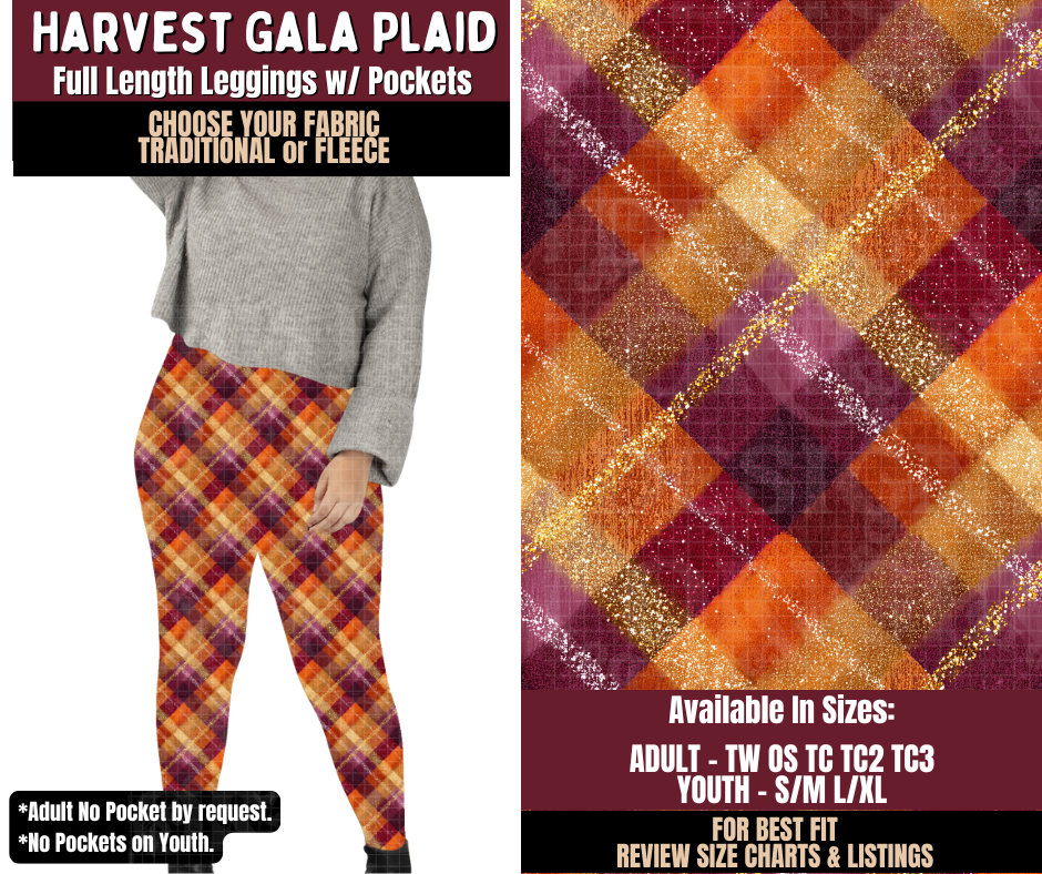 Preorder! Closes 7/22. ETA Oct. Harvest Gala Plaid Leggings Choose Fleece or Traditional