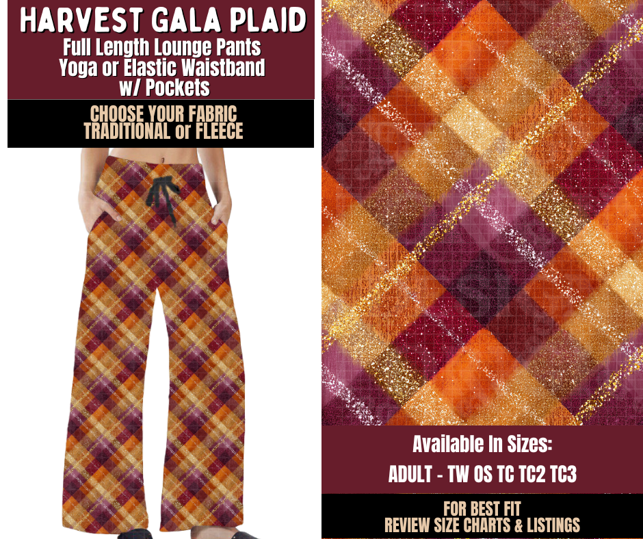 Preorder! Closes 7/22. ETA Oct. Harvest Gala Plaid Lounge Pants Choose Fleece or Traditional