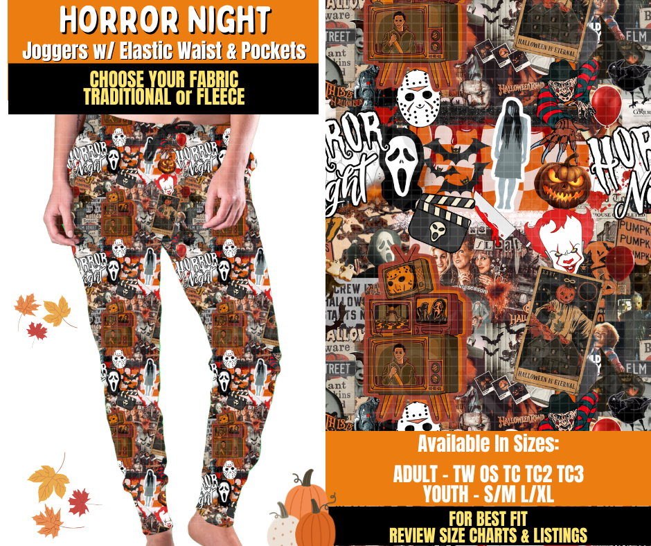 Preorder! Closes 7/16. ETA Oct. Horror Night Joggers Choose Fleece or Traditional