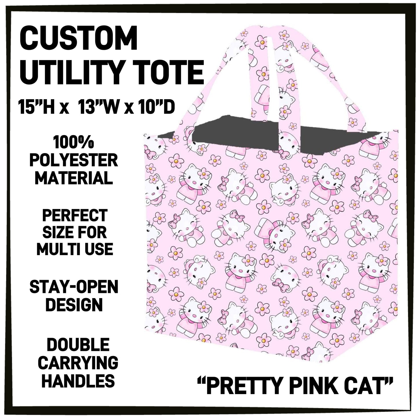 RTS - Pretty Pink Cat Utility Tote