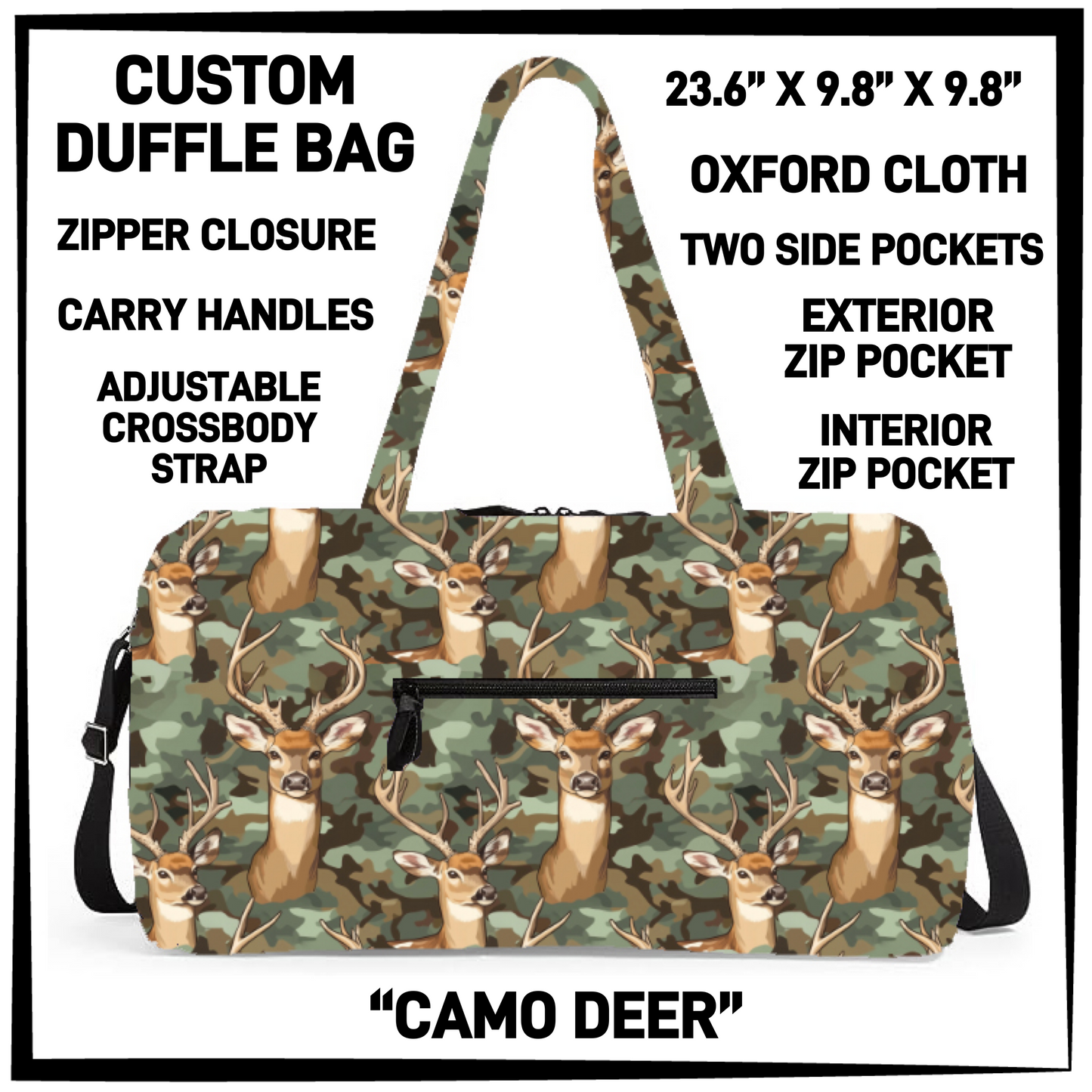 DF2B - Camo Deer Duffel Bag - Preorder Closing 6/25 ETA: Late Aug