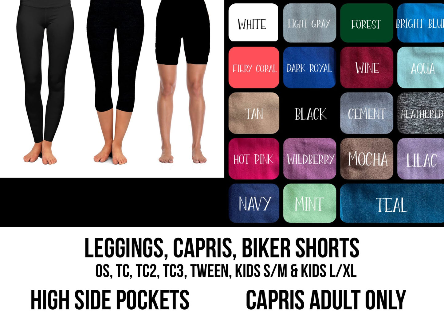SO3S - (Adult) Solid Color Leggings with High Side Pockets - Preorder Closing 3/10 ETA: Mid-May