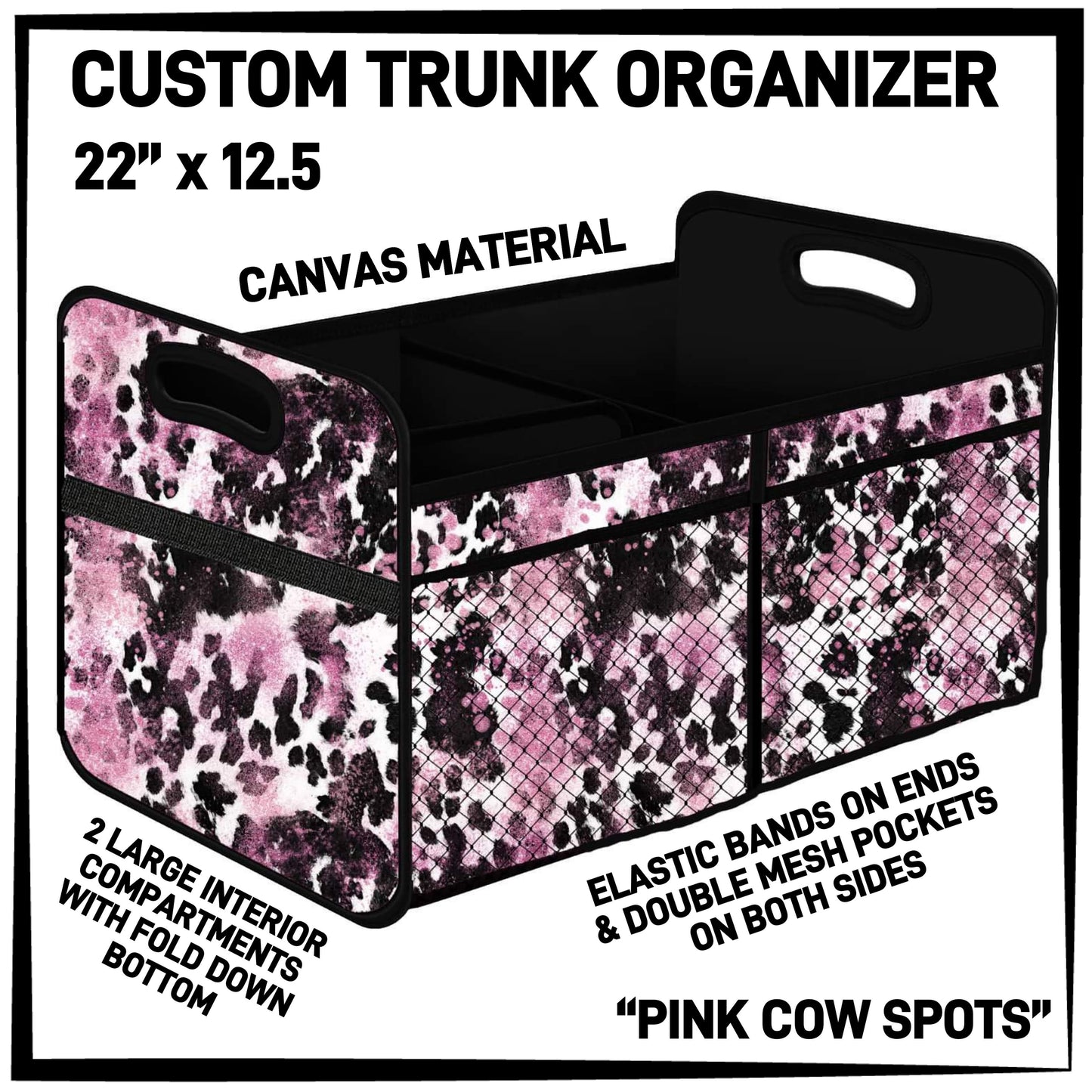 RTS - Pink Cow Spots Trunk Organizer