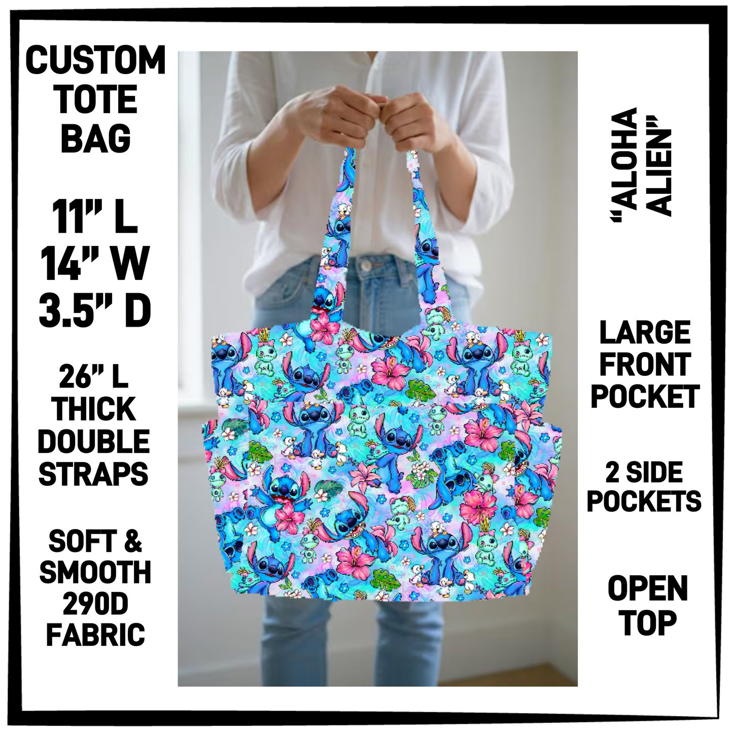 RTS - Aloha Alien Custom Tote Bag